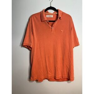 Tommy Bahama Mens Orange Textured Waffle Knit Short Sleeve Polo Shirt Large